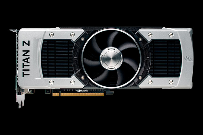 Front view of the GeForce GTX TITAN Z graphics card